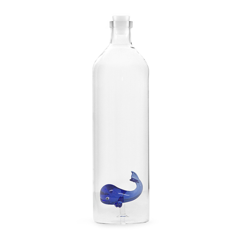 Balvi Bottiglia Atlantis Tail Colore Blu con Figura a Forma di Balena Borosilicato 